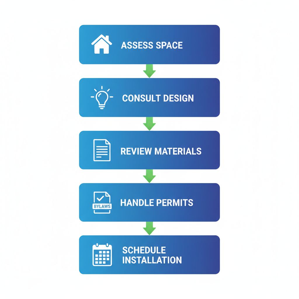 Vertical illustration of five-step process for wall graphics installation in Regina.