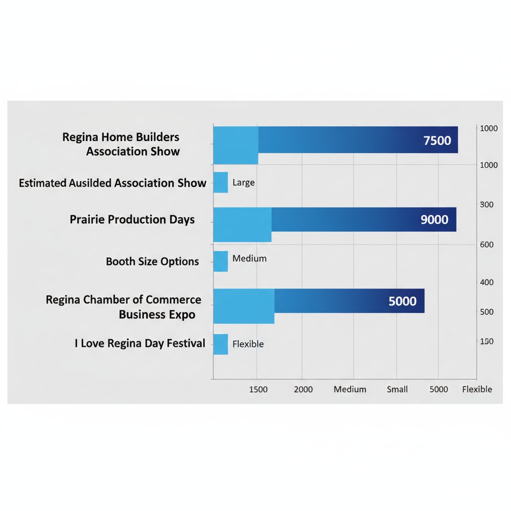 Horizontal bar chart comparing attendance at key Regina tradeshow events with booth size options